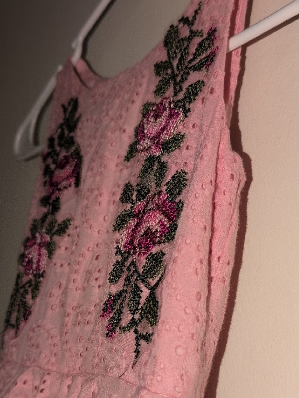 Joyfolie Pink Floral Embroidered Layered Dress - Picture 6 of 7